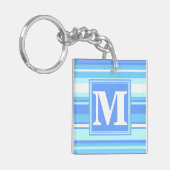 モノグラムスカイブルーストライプ キーホルダー (正面左)