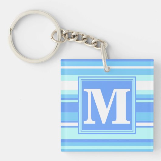 モノグラムスカイブルーストライプ キーホルダー (正面)