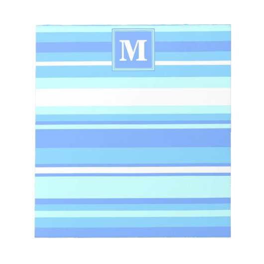 モノグラムスカイブルーストライプ ノートパッド (正面)