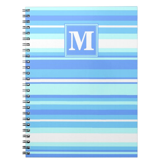 モノグラムスカイブルーストライプ ノートブック (正面)