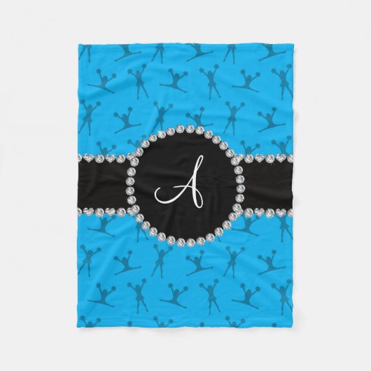 モノグラムスカイブルーチアリーティングブラックサークル フリースブランケット (正面)