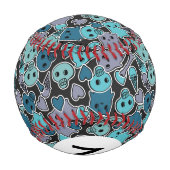 モノグラムスカルと黒の背景にハート2 野球ボール (裏面)