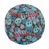 モノグラムスカルと黒の背景にハート2 野球ボール (正面)