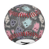 モノグラムスカル、黒い背景のハート 野球ボール (裏面)