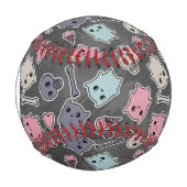 モノグラムスカル、黒い背景のハート 野球ボール (正面)