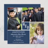 モノグラムスクエア - 写真 卒業おめでとうのご案内 案内状 (正面/裏面)