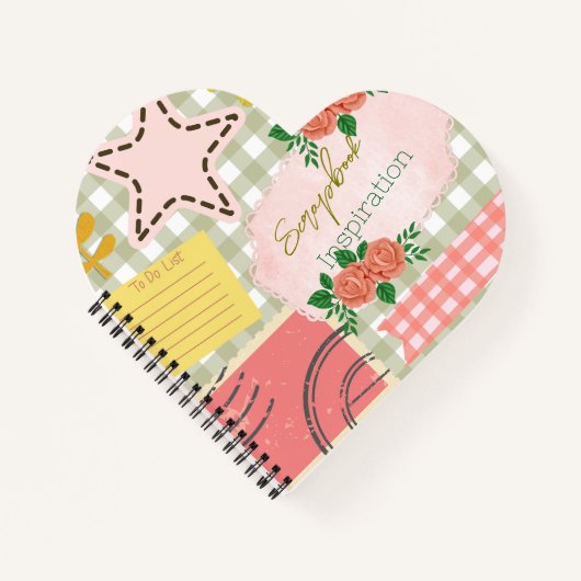 モノグラムスクラップブックインスピレーショモダンンレトロピンク ノートブック (正面)