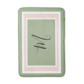 モノグラムスクリプトジオメトリックグリーンとピンク バスマット (正面縦)