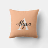 モノグラムスクリプトスタイリッシュピーチ装飾用クッション クッション (裏面)