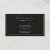 モノグラムスクリプトタイポグラフィフローラブラック&金ゴールド コーリングカード (裏面)