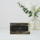 モノグラムスクリプトタイポグラフィブラックと金ゴールドインク コーリングカード (スタンド正面)