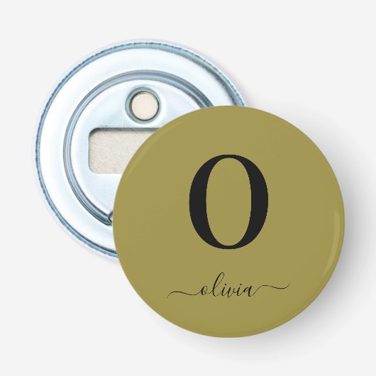 モノグラムスクリプトネームパーソナライズドゴールドアンドブラック 栓抜き (正面)