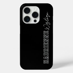 モノグラムスクリプトネーム バーシティカレッジ ブラック ホワイト iPhone 15 PROケース