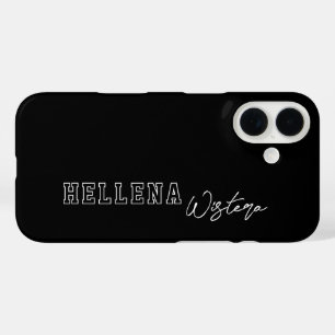 モノグラムスクリプトネーム バーシティカレッジ ブラック ホワイト iPhone 16ケース