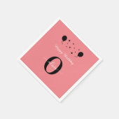 モノグラムスクリプトハッピーバースデー白黒ピンク スタンダードカクテルナプキン (角)