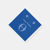 モノグラムスクリプトハッピーバースデー青と白 スタンダードカクテルナプキン (角)