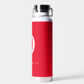 モノグラムスクリプトパーソナライズされた名赤と白 ウォーターボトル (背面)