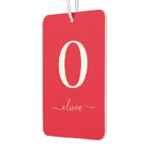 モノグラムスクリプトパーソナライズされた名赤と白 カーエアーフレッシュナー (左)