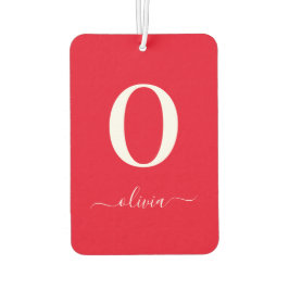 モノグラムスクリプトパーソナライズされた名赤と白 カーエアーフレッシュナー