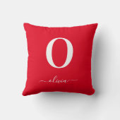 モノグラムスクリプトパーソナライズされた名赤と白 クッション (裏面)