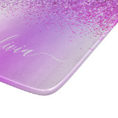 モノグラムスクリプトパープルグリッターガーリー名 カッティングボード (角)