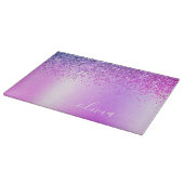 モノグラムスクリプトパープルグリッターガーリー名 カッティングボード (角)