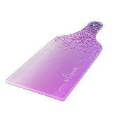 モノグラムスクリプトパープルグリッターガーリー名 カッティングボード (角)