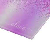 モノグラムスクリプトパープルグリッターガーリー名 カッティングボード (角)