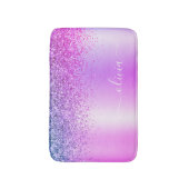 モノグラムスクリプトパープルグリッターガーリー名 バスマット (正面縦)