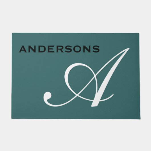 モノグラムスクリプトファミリー名ミニマルモダンリスト ドアマット (正面)