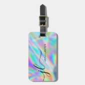 モノグラムスクリプトフェイクホログラフィックレインボー ラゲッジタグ (正面縦)