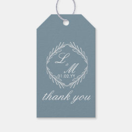 モノグラムスクリプトブランチダスティブルー結婚ズ ギフトタグ