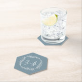 モノグラムスクリプトブランチダスティブルー結婚ズ ペーパーコースター (インサイチュ)