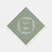 モノグラムスクリプトブランチSageグリーン結婚ズ スタンダードランチョンナプキン (角)