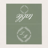 モノグラムスクリプトブランチSage Green結婚のテーブル 名刺 (外部フラット)