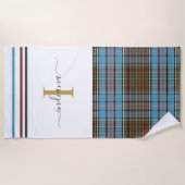 モノグラムスクリプトプレイドタータンチェッククランアンダーソンのチェック ビーチタオル (正面)