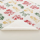 モノグラムスクリプトホリデー小人パターングリーン金ゴールド シェルパブランケット (3/4)