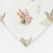 モノグラムスクリプトボホパンパスグラスピンクベージュグリーン フリースブランケット (角)