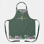 モノグラムスクリプトユーカリプタス植物名 エプロン (正面)
