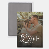 モノグラムスクリプトラブ オーダーメイド 婚約 カップル 写真 マグネット (正面/裏面)