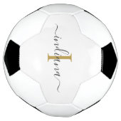 モノグラムスクリプト名イニシャルのパーソナモダンライズ サッカーボール (回転)