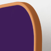 モノグラムスクリプト名パーソナライズされた紫および金ゴールド ピックルボールラケット (左詳細)