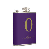 モノグラムスクリプト名パーソナライズされた紫および金ゴールド フラスク (右)