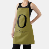 モノグラムスクリプト名パーソナライズされた金ゴールドと黒 エプロン (インサイチュ)