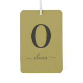 モノグラムスクリプト名パーソナライズされた金ゴールドと黒 カーエアーフレッシュナー (正面)