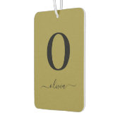 モノグラムスクリプト名パーソナライズされた金ゴールドと黒 カーエアーフレッシュナー (左)