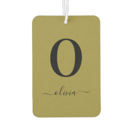 モノグラムスクリプト名パーソナライズされた金ゴールドと黒 カーエアーフレッシュナー