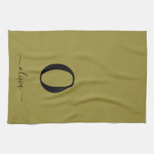 モノグラムスクリプト名パーソナライズされた金ゴールドと黒 キッチンタオル (横)