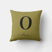 モノグラムスクリプト名パーソナライズされた金ゴールドと黒 クッション (裏面)