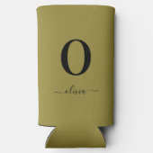 モノグラムスクリプト名パーソナライズされた金ゴールドと黒 スリム缶クーラー (裏面)